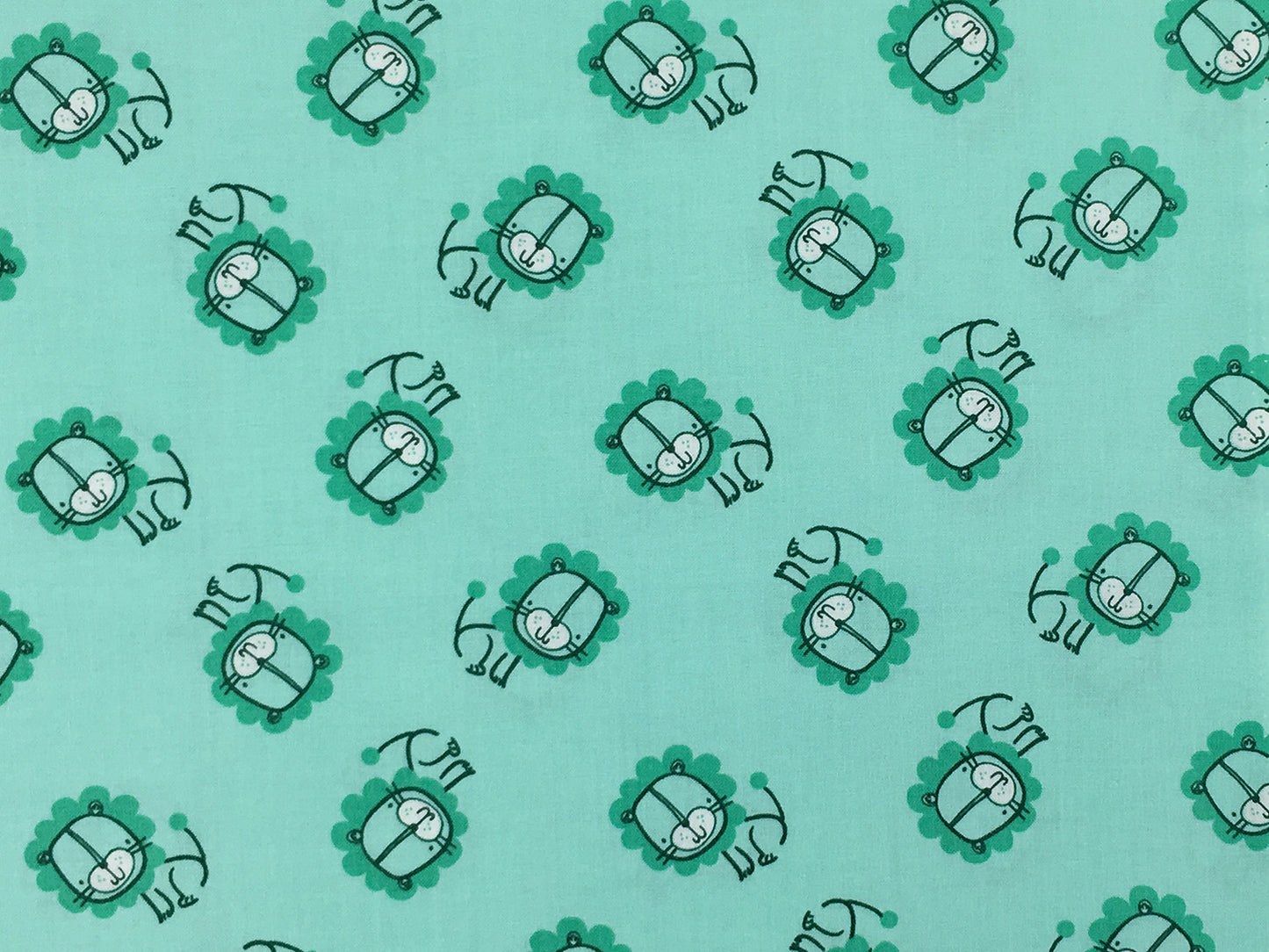 Baumwolle-Stoff-Jungly-Lion-Aqua