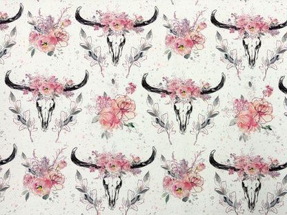 Jersey Stoff - Skull & Flowers