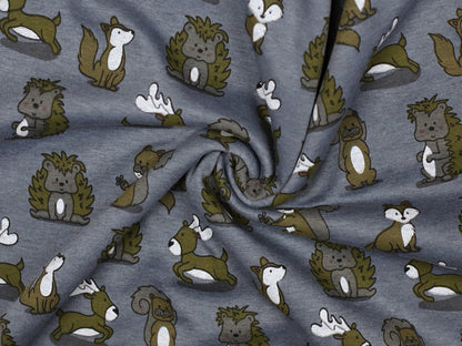 Alpine fleece - forest animals - mottled blue