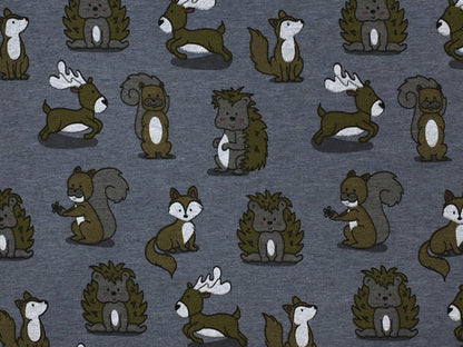 Alpine fleece - forest animals - mottled blue