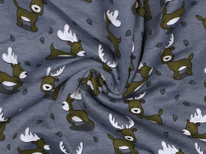 Alpine fleece - deer - mottled blue