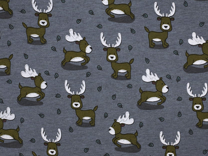 Alpine fleece - deer - mottled blue