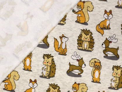 Alpine fleece - forest animals - natural mottled