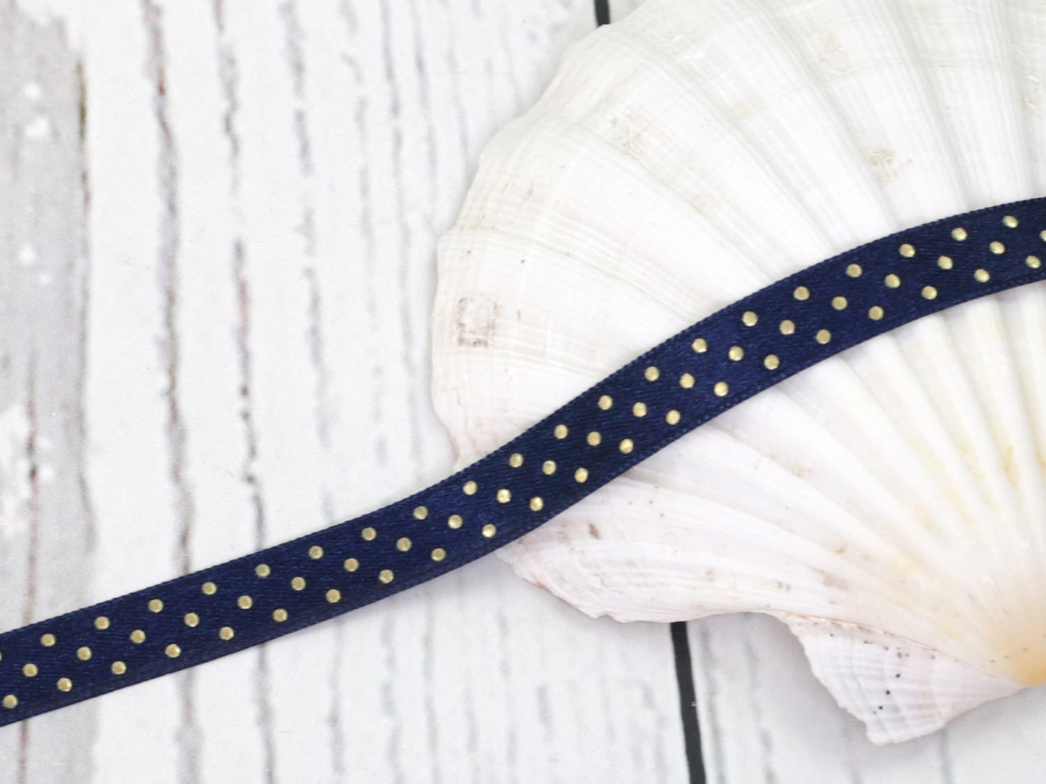 band-satinband-satin-zierband-borte-tupfen-punkte-dots-gold-marine-dunkelblau