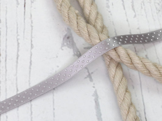 band-satinband-satin-zierband-borte-tupfen-punkte-dots-silber-grau