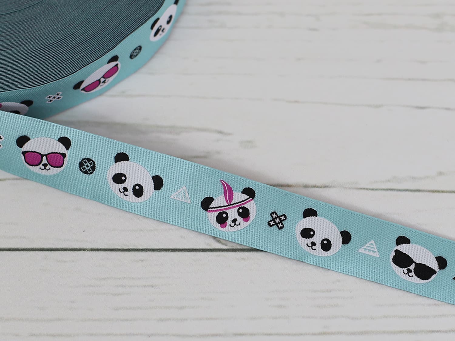 band-webband-zierband-panda-helles-aqua