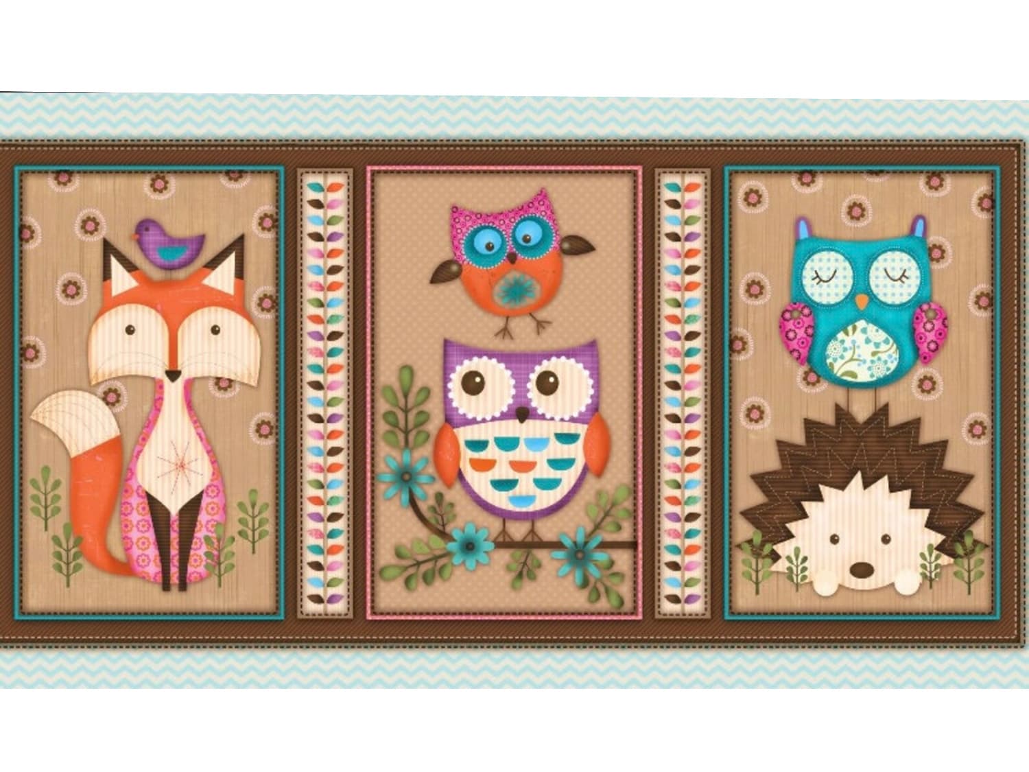 baumwolle-stoff-panel-woodland-critters