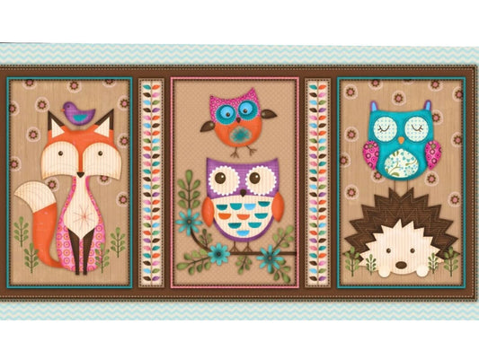 baumwolle-stoff-panel-woodland-critters