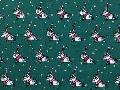 baumwolle-stoff-winter-einhorn-gr-n-gold-2