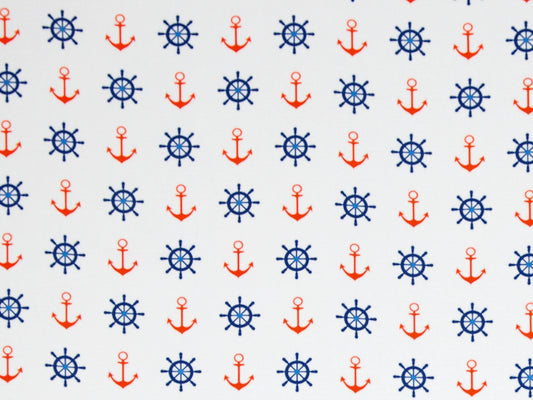 Canvas Stoff - Heiner - Anker & Steuerrad, weiß