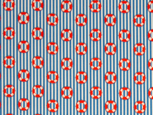 Canvas fabric - Heiner - lifebuoy, blue