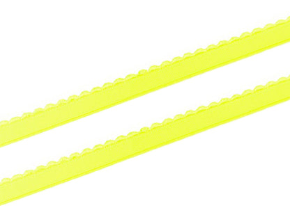 RESTSTÜCK Gummiband 12mm neongelb mit Bogenkante, ca. 1,20m, ideal für kreative Projekte.