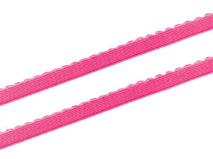 neonpink Gummiband 12mm mit Bogenkante - hochwertige Materialansicht