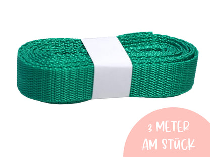 3 Meter Gurtband - 20mm - smaragdgrün