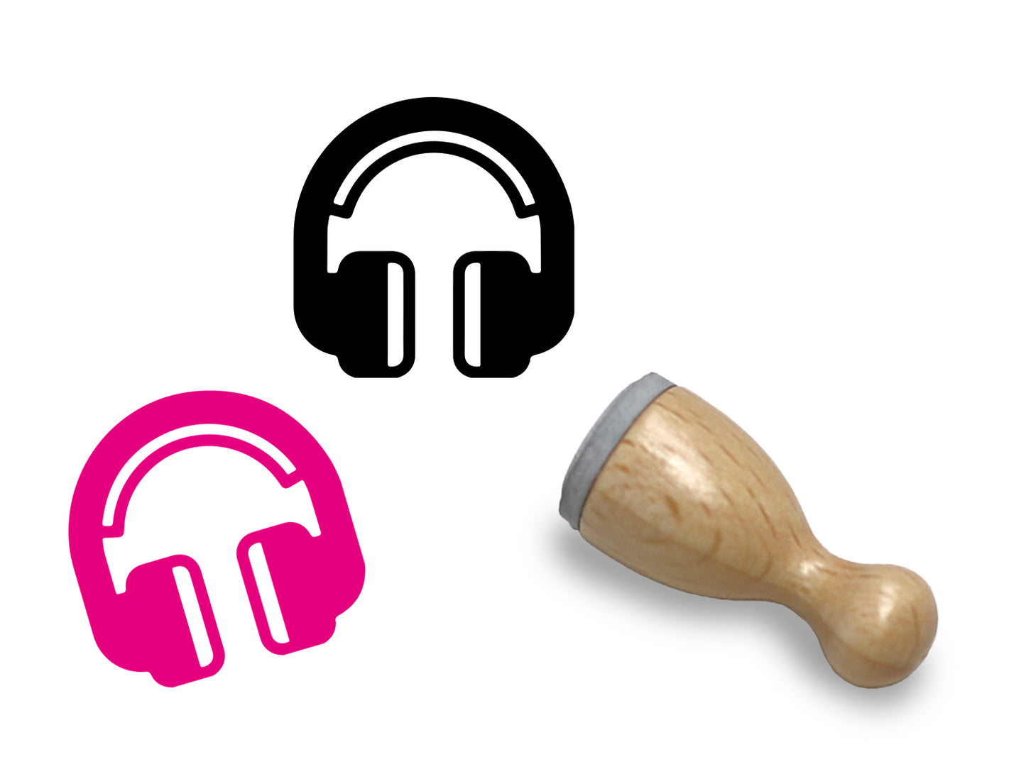 Mini Holzstempel - Kopfhörer