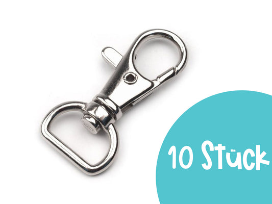 10 pieces - carabiner 12 mm - silver