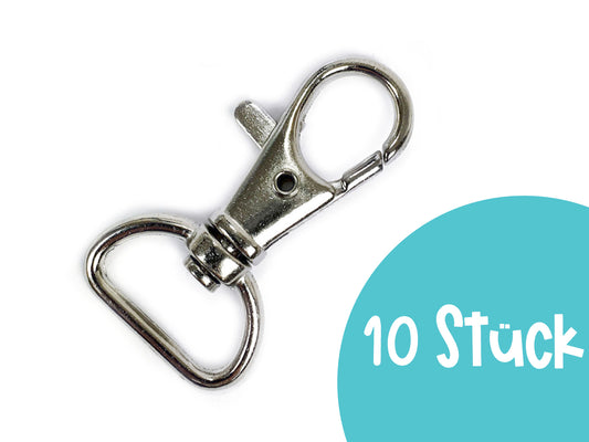 10 pieces - carabiner 16 mm - silver