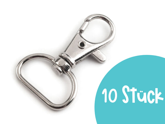 10 pieces - carabiner 18 mm - silver