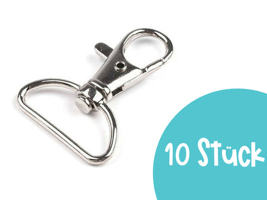 10 pieces - carabiner - 25 mm - silver