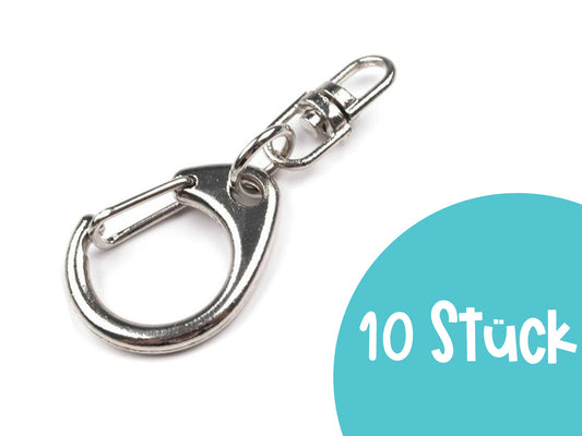 10 pieces - metal carabiner - rotatable