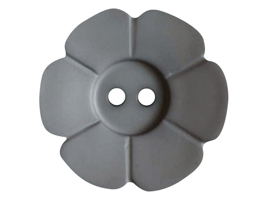 Knopf Blume - 28mm - dunkelgrau
