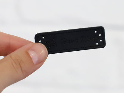 Faux Leather Label - Handmade Butterfly - black