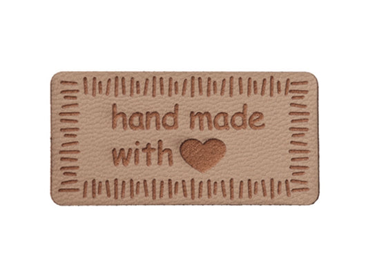 Soft faux leather label - Handmade with ❤ - dark blue