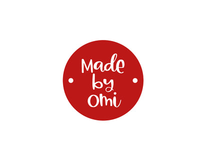 Label zum Annähen - Made by Omi - rot
