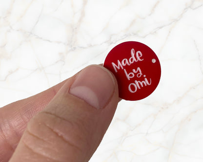 Label zum Annähen - Made by Omi - rot