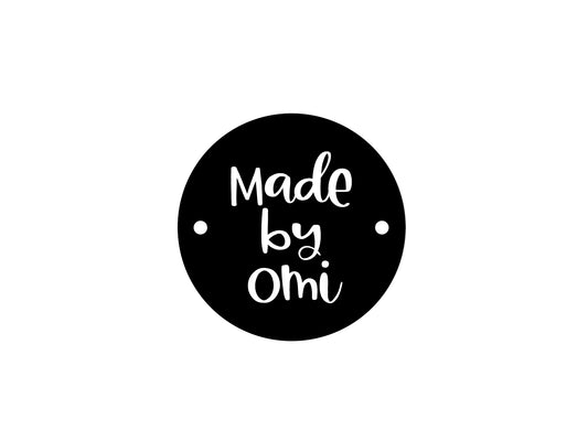 Sew-on label - made by Omi - black