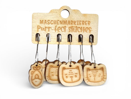 Maschenmarkierer - 6 Stück - Purr-fect Stitches