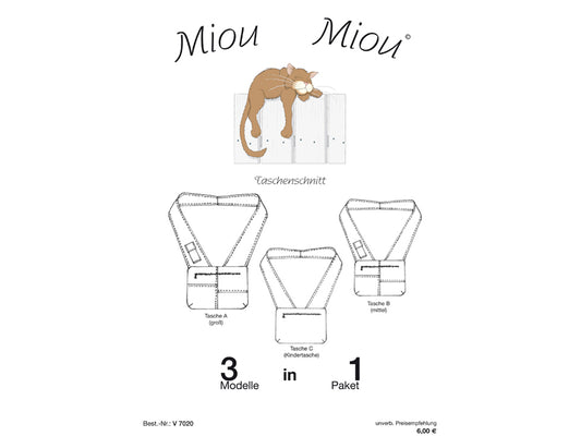 Miou Miou Schnittmuster für 3 in 1 taschen schnittmuster mit drei Modellen im Paket.