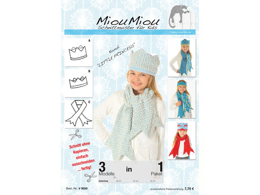 Miou Miou Schnittmuster Little Princess Papierschnittmuster für Mädchen mit Mütze und Schal.