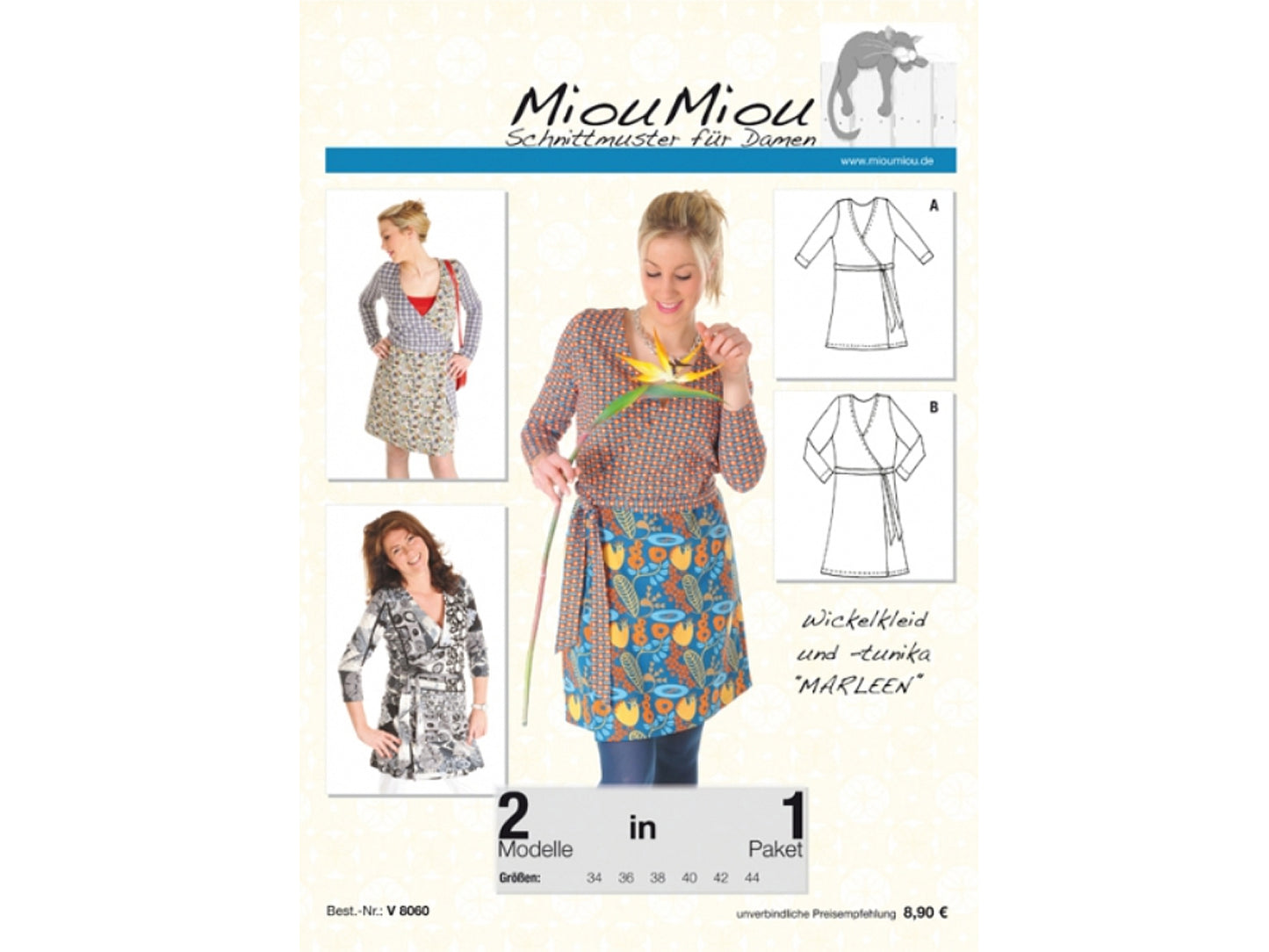 Miou Miou Wickelkleid Schnittmuster - Wickelkleid & Wickeltunika Marleen Papierschnittmuster für Damen