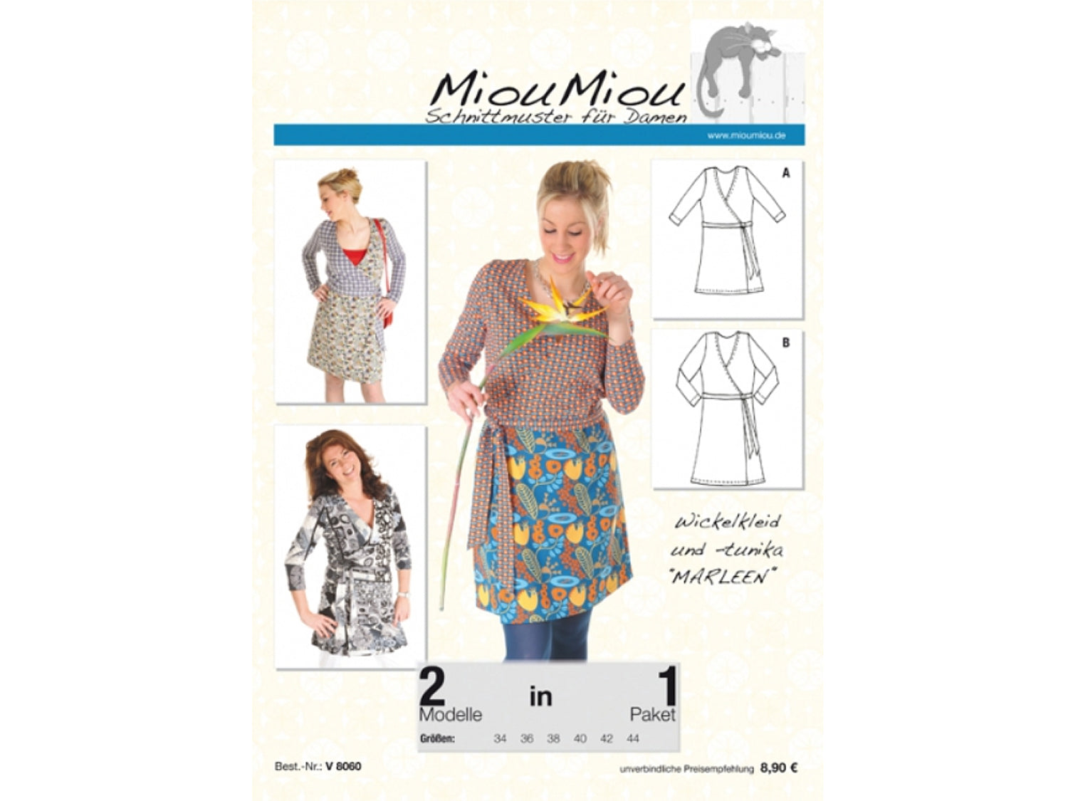 Miou Miou Wickelkleid Schnittmuster - Wickelkleid & Wickeltunika Marleen Papierschnittmuster für Damen