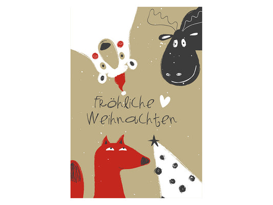 Postcard - Merry Christmas - Animals