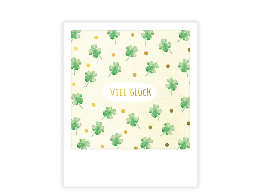 postkarte-polaroid-geschenk-karte-viel-glueck-kleeblaetter