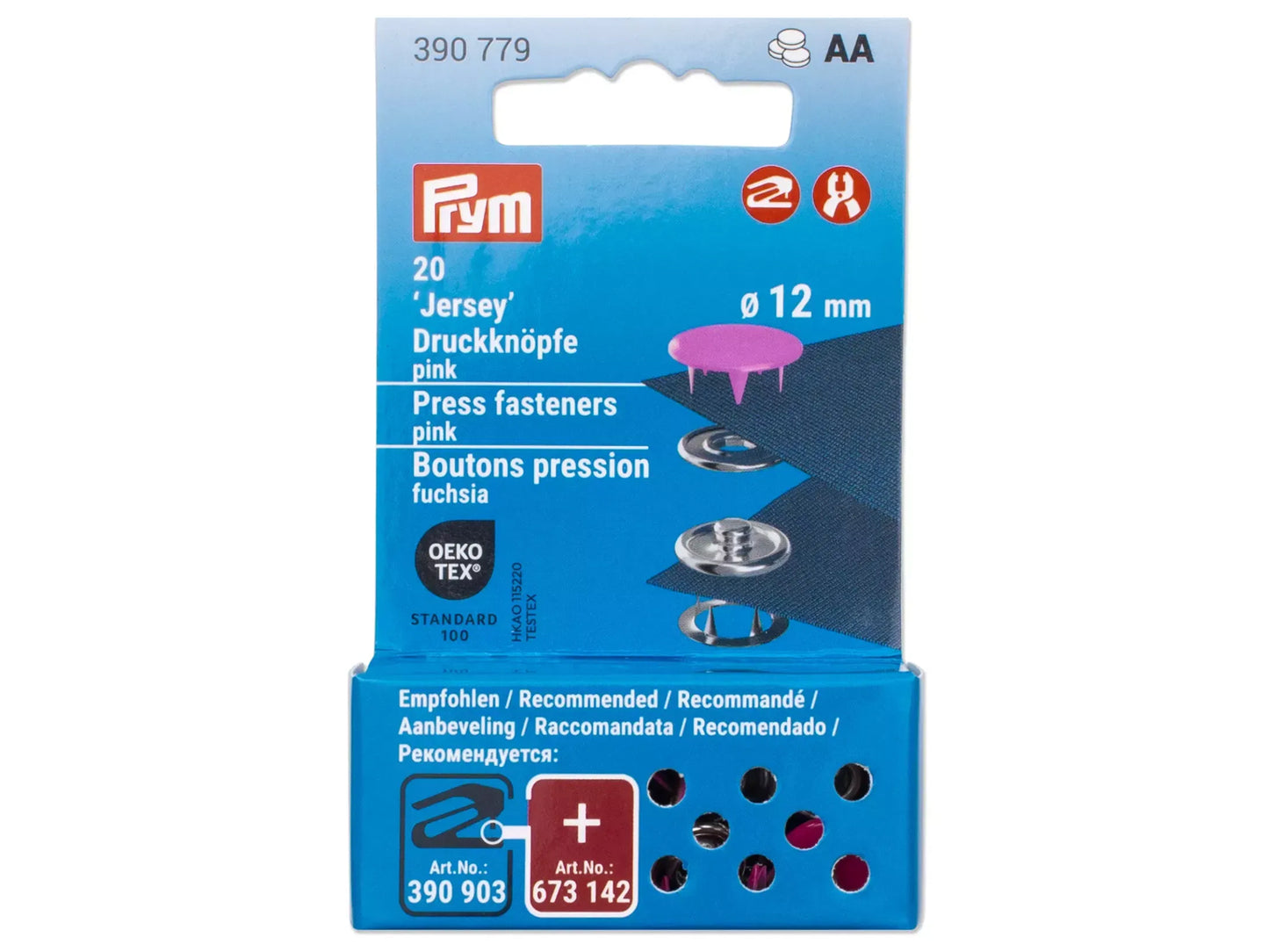 Prym - Nähfrei-Nachfüllpackung - 20 Jersey Druckknöpfe - glatte Kappe - 12mm, pink