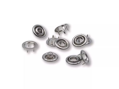 Prym Nähfrei-Nachfüllpackung mit 20 Jersey Druckknöpfen Zackenring 10mm, silberfarbig