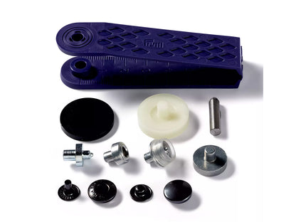 Prym - Nähfreie Druckknöpfe für Anoraks, 12mm, brüniert, incl. Werkzeug und Zubehör.