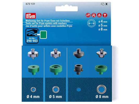 Prym - Werkzeugset für Prym Ösen mit Scheiben in Ø 4mm, Ø 5mm und Ø 8mm