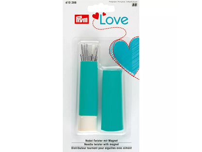 Prym Love Nadel-Twister mit Näh- und Stopfnadeln in mintgrün mit Magnetfunktionen.