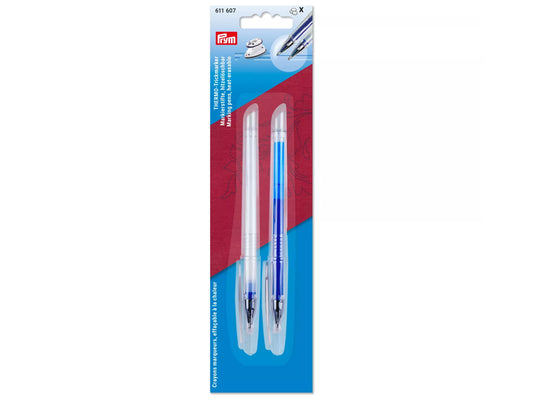 Prym THERMO-Trickmarker Set: hitzelöschbare Markierstifte für Nähen, in blau und weiß, leicht zu entfernen durch Bügeln.