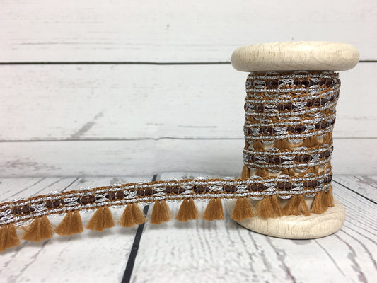 quasten-pailetten-band-braun-dunkelbraun