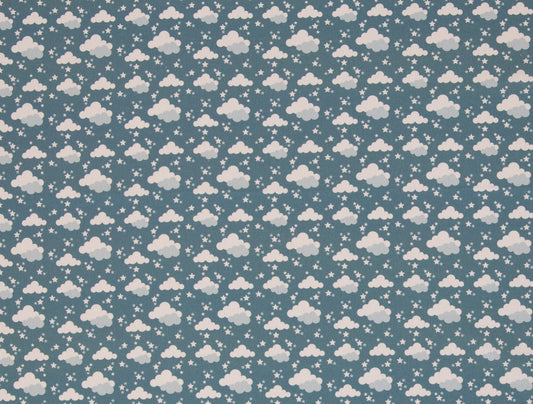BAUMWOLLE Stoff - Wolken blau