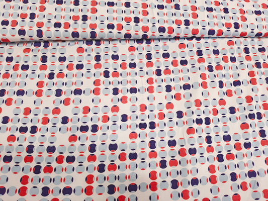 Viskose Jersey Stoff - Retro blau rot