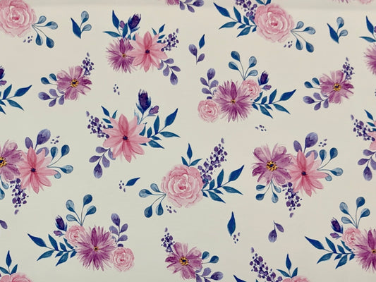 French Terry - Blumenbouquet lila, pink