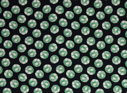 Viskose Stoff, Webware - Fabrienne - Blumenkreise grün