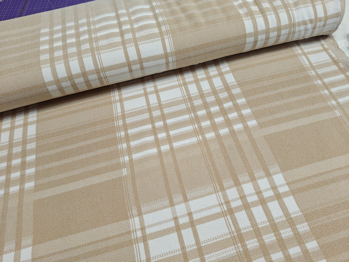 Flanell beige Weiß Karo