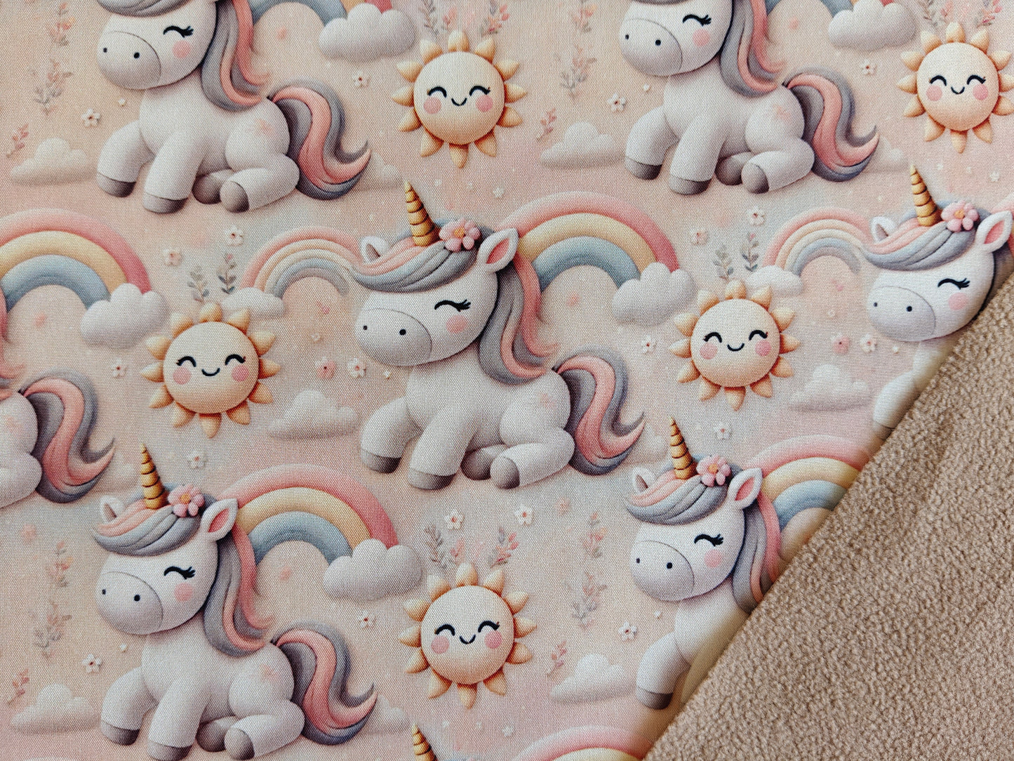 Softshell Stoff - Einhorn & Regenbogen